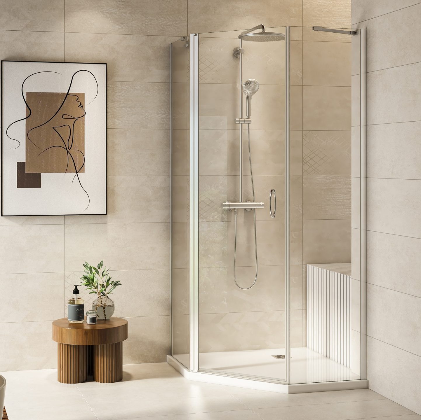 Pivot shower door corner neo angle